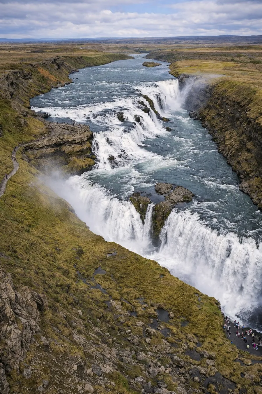 Gullfoss waterfall plunging into its canyon
